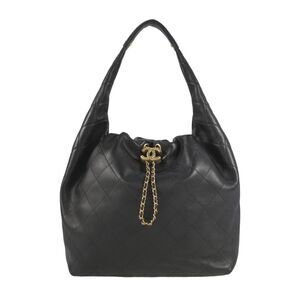 Chanel Womens Quilted Calfskin CC Chanel Cruise 2026 Hobo Handbag Black